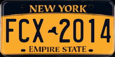 NY license plate FCX2014