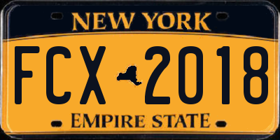 NY license plate FCX2018
