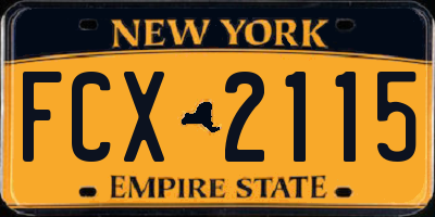 NY license plate FCX2115