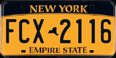 NY license plate FCX2116