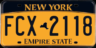 NY license plate FCX2118