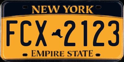 NY license plate FCX2123