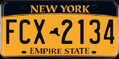 NY license plate FCX2134