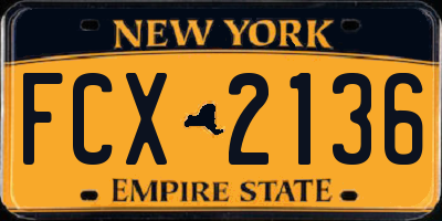 NY license plate FCX2136