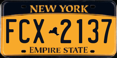 NY license plate FCX2137