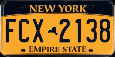 NY license plate FCX2138