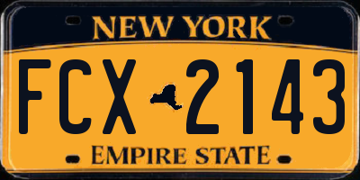 NY license plate FCX2143