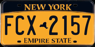 NY license plate FCX2157