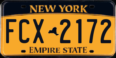 NY license plate FCX2172