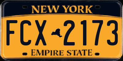NY license plate FCX2173