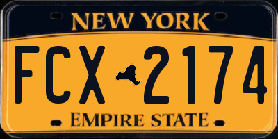 NY license plate FCX2174