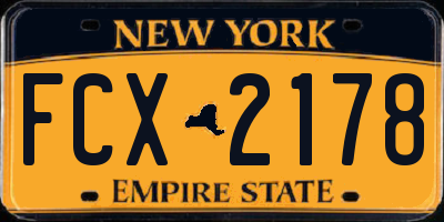 NY license plate FCX2178
