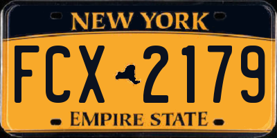 NY license plate FCX2179