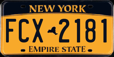 NY license plate FCX2181
