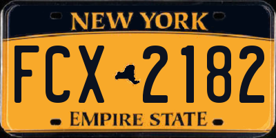 NY license plate FCX2182