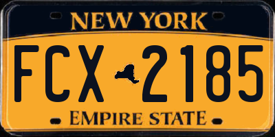 NY license plate FCX2185