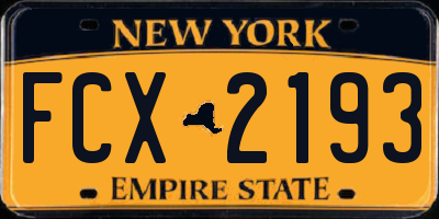 NY license plate FCX2193