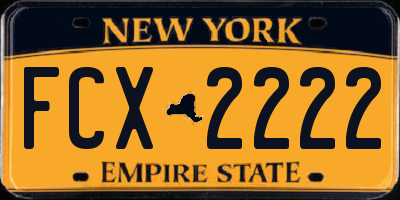 NY license plate FCX2222