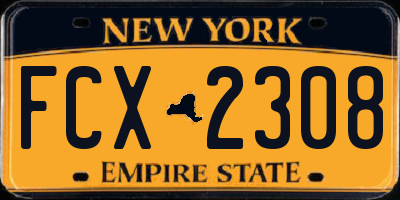 NY license plate FCX2308