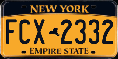 NY license plate FCX2332