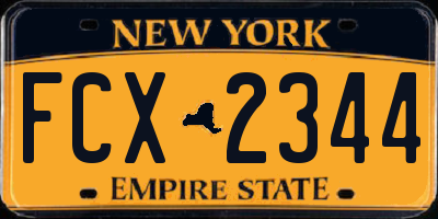 NY license plate FCX2344