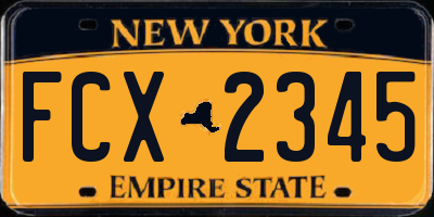 NY license plate FCX2345