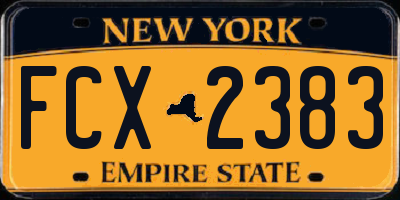 NY license plate FCX2383