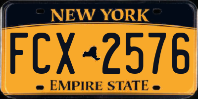 NY license plate FCX2576