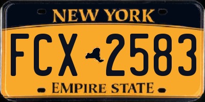 NY license plate FCX2583