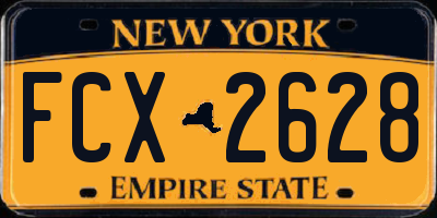 NY license plate FCX2628