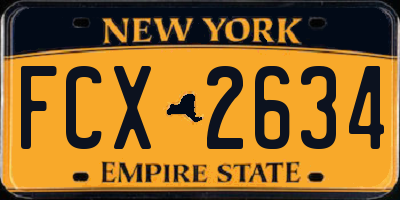 NY license plate FCX2634