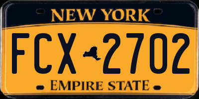 NY license plate FCX2702