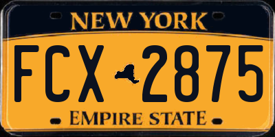 NY license plate FCX2875