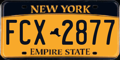 NY license plate FCX2877