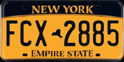 NY license plate FCX2885