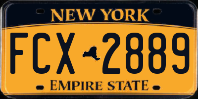 NY license plate FCX2889