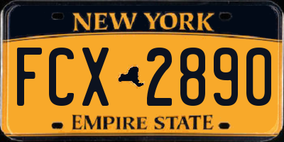 NY license plate FCX2890