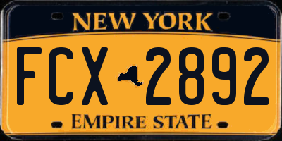 NY license plate FCX2892