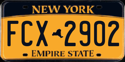 NY license plate FCX2902