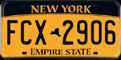 NY license plate FCX2906