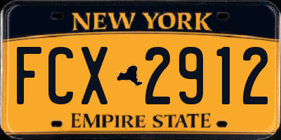 NY license plate FCX2912