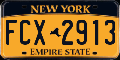 NY license plate FCX2913