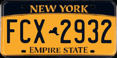 NY license plate FCX2932