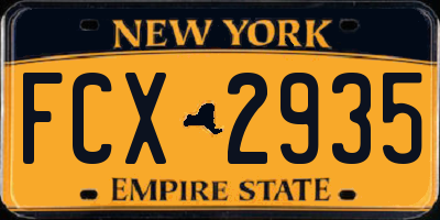 NY license plate FCX2935