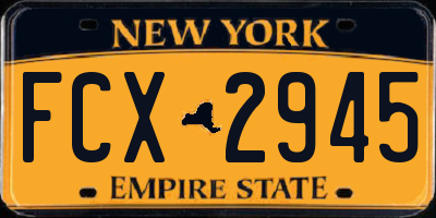 NY license plate FCX2945