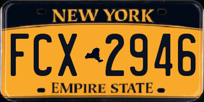 NY license plate FCX2946