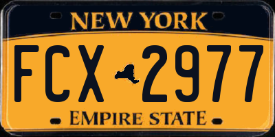 NY license plate FCX2977