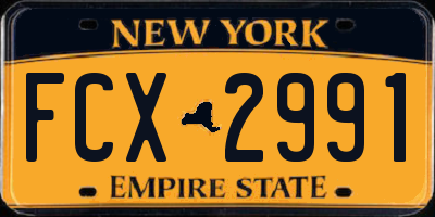 NY license plate FCX2991