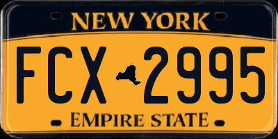 NY license plate FCX2995