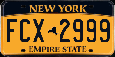 NY license plate FCX2999